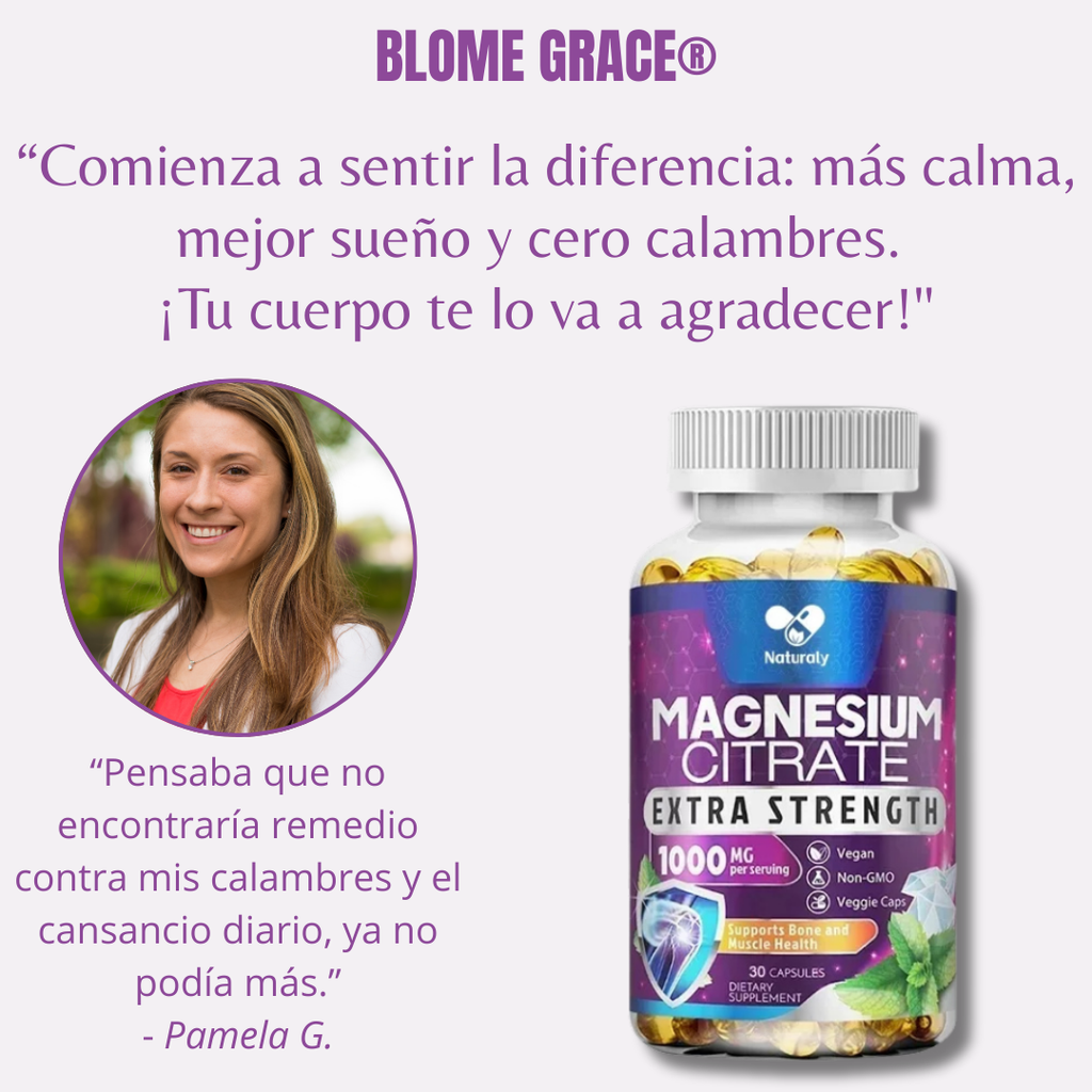 Citrato Magnesio Plus® – Alivia Calambres, Reduce Estrés, Aumenta Energía y Duerme Mejor